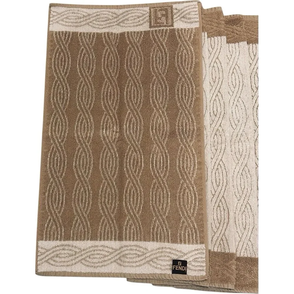 6 VTG Fendi Cotton 100% Bath Towel Floor Mat 16 X 27 Royalton/Bibb USA Tan Beige